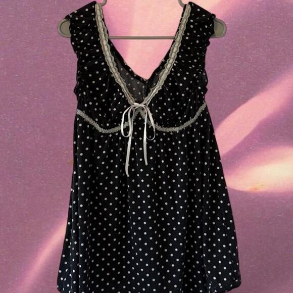 Cider Tops - Cider Black and White Polka Dot Top
